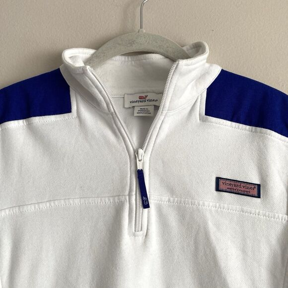 Vineyard Vines Womens Pullover 1/4 Zip Fleece Jacket Back Detail Sz Small White - Picture 2 of 12